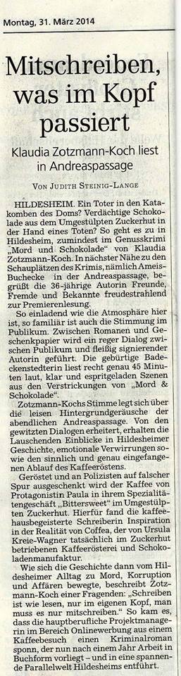 Lesungskritik in der HAZ