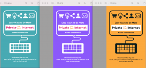 Screenshot der drei Covervarianten in grün, lila und orange