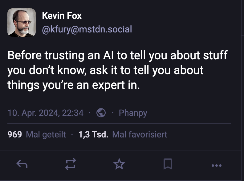 Screenshot of a fediverse-post by Kevin Fox 