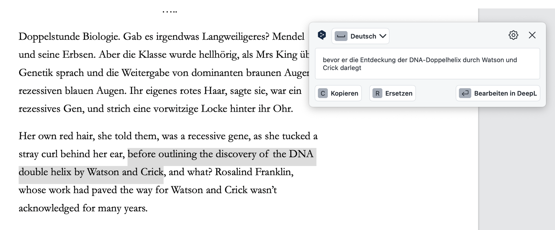 Screenshot von DeepL