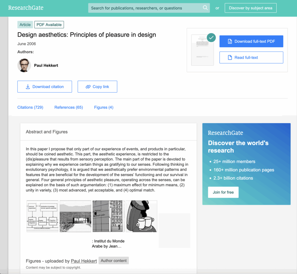 Screenshot der Download-Seite der veröffentlichten Studie auf researchgate.net