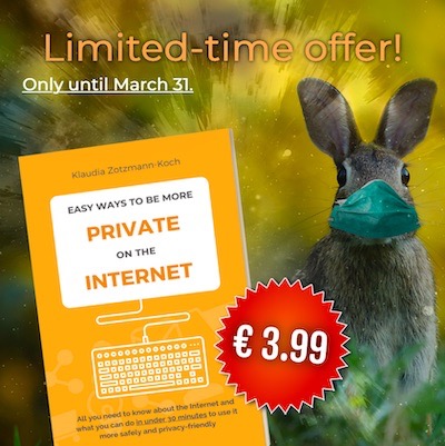 Werbegrafik für die englische Ausgabe des Datenschutzbuchs mit einem Hasen, der eine OP-Maske trägt