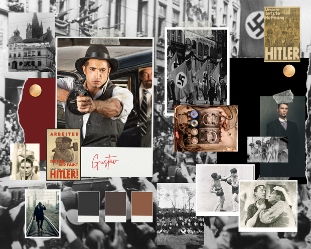 Moodboard der Figur "Gustav" im Projekt1930